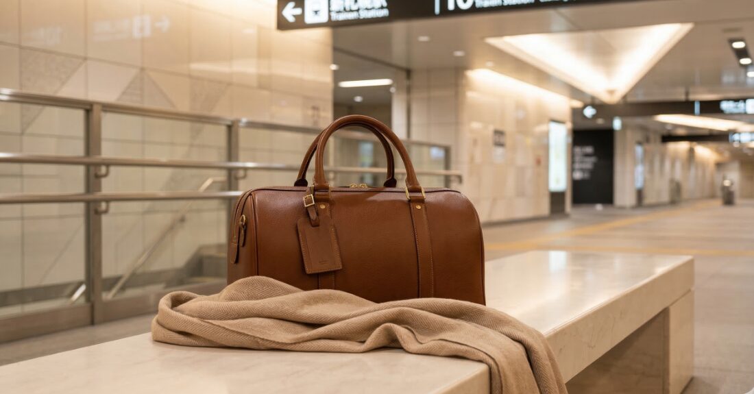 駅前の洗練された風景や、身軽に歩く大人の足元