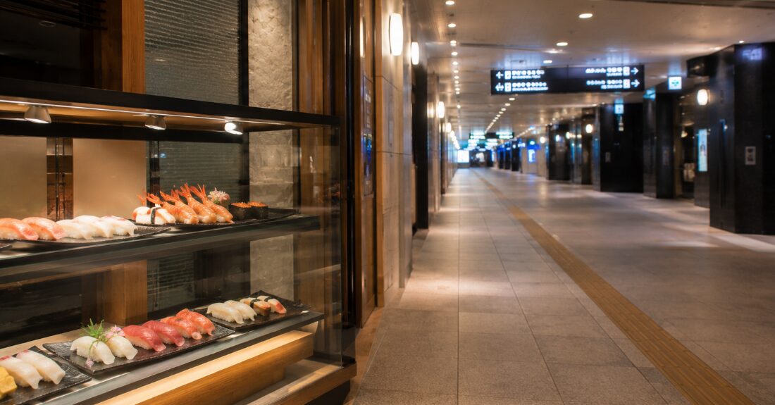 札幌駅地下歩行空間チカホと海鮮丼のイメージ