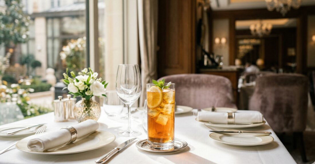 落ち着いたレストランのテーブル席