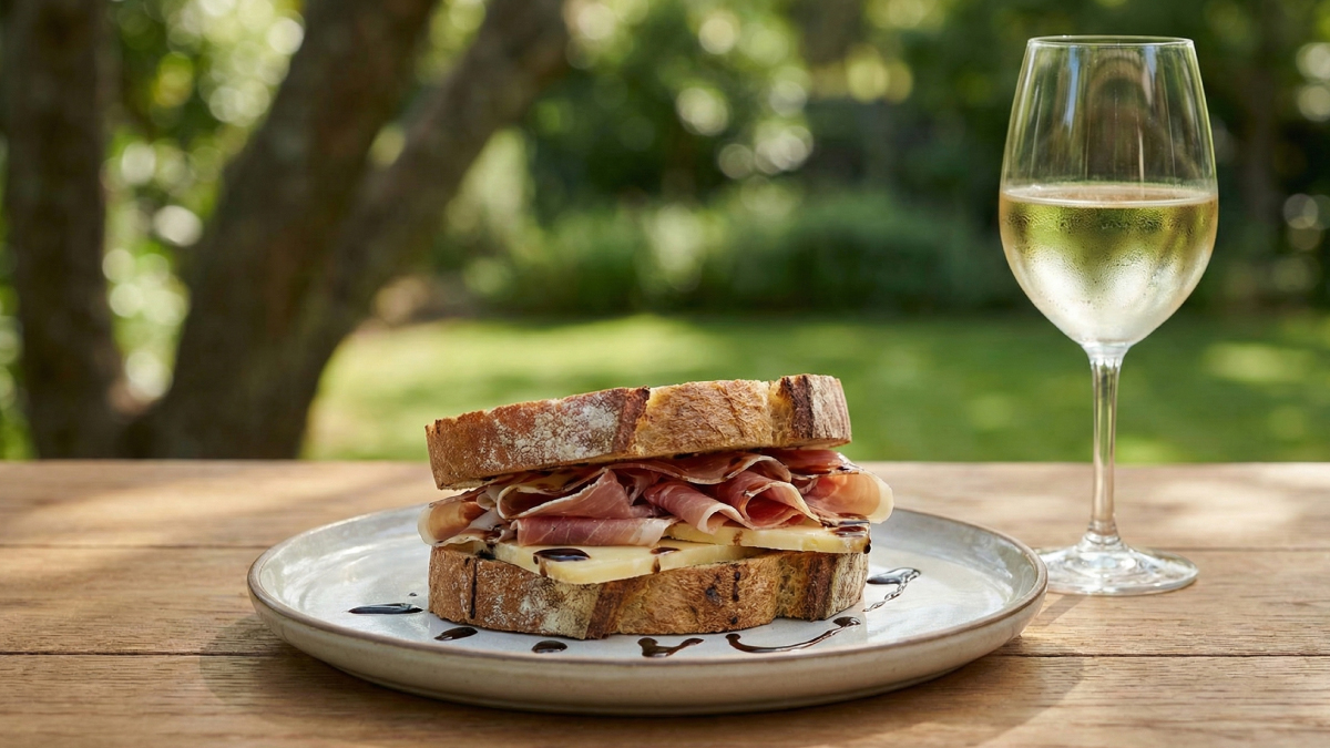 カフェ 大陸横断飛行のテラス席とワイン