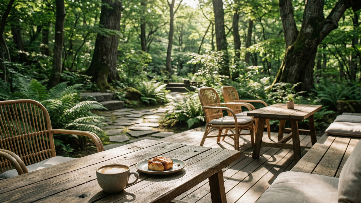 ジブリパークの静かなカフェテラス