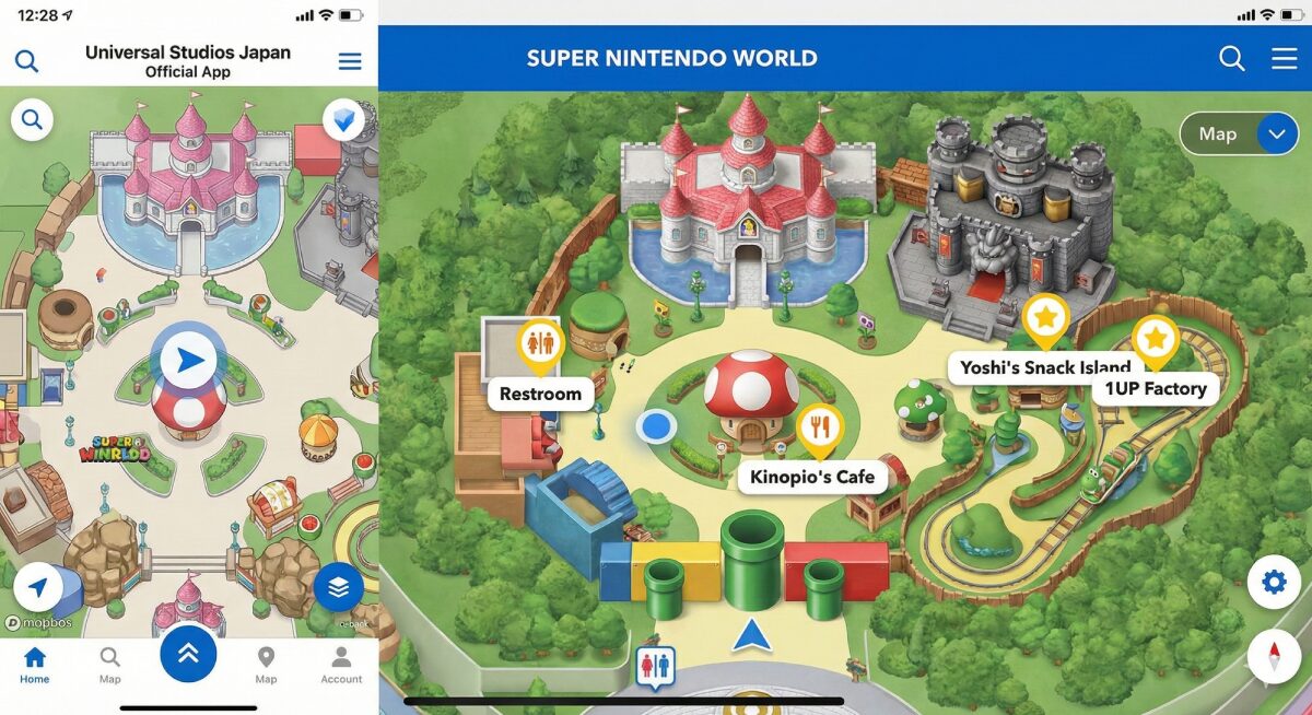 USJ公式アプリの地図機能とお気に入り機能の活用例