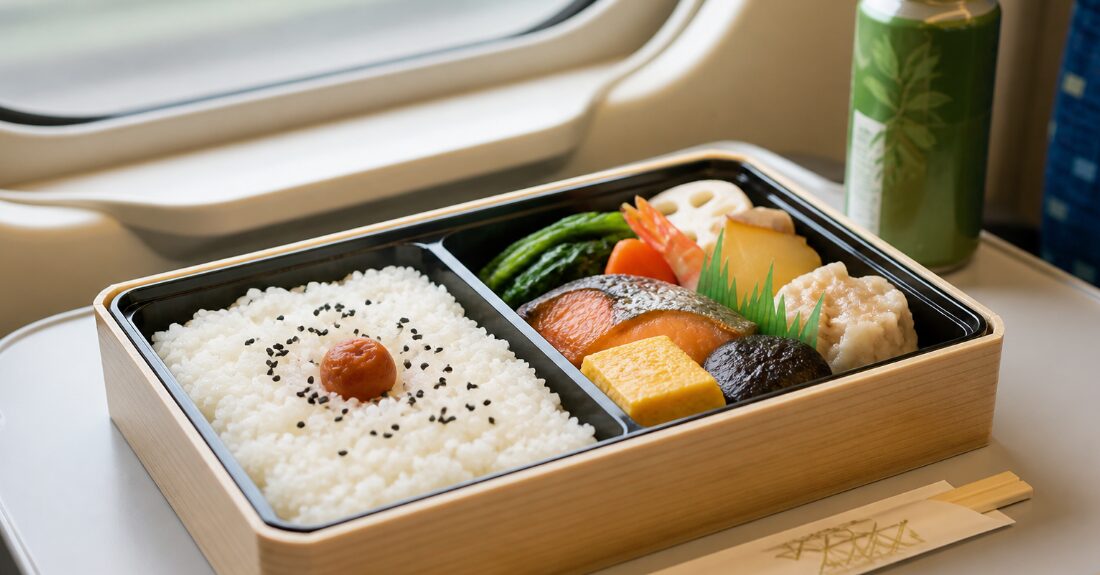 においが少なく車内で食べやすい上品な和食弁当のイメージ