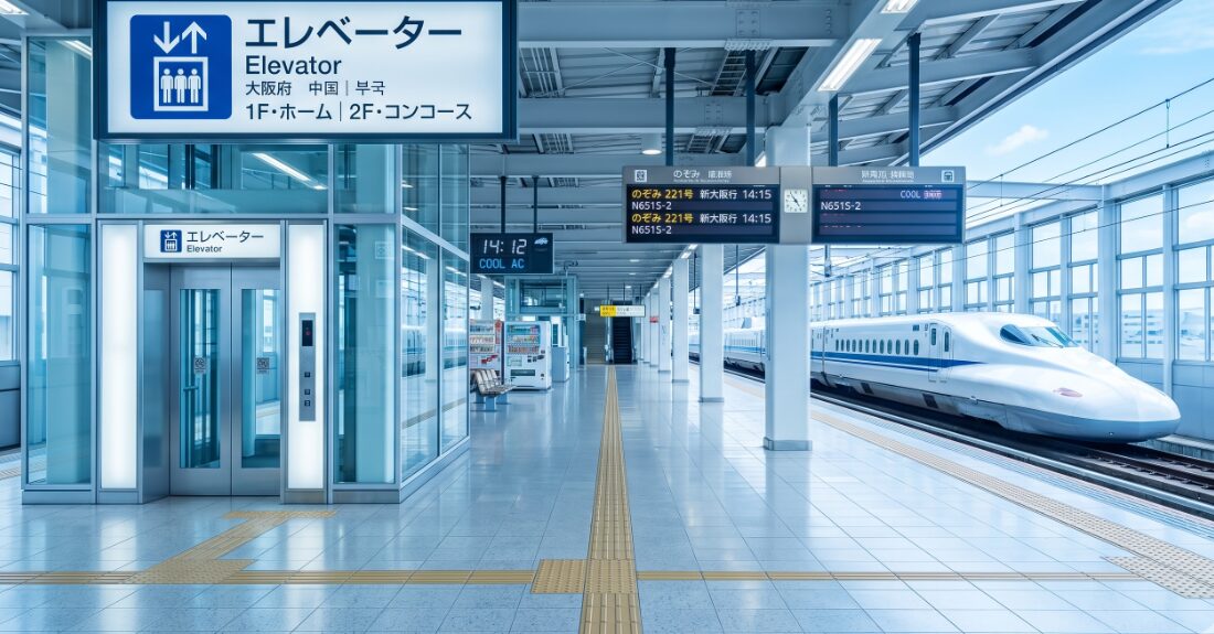 涼しげな駅のホームでスムーズに移動するイメージ