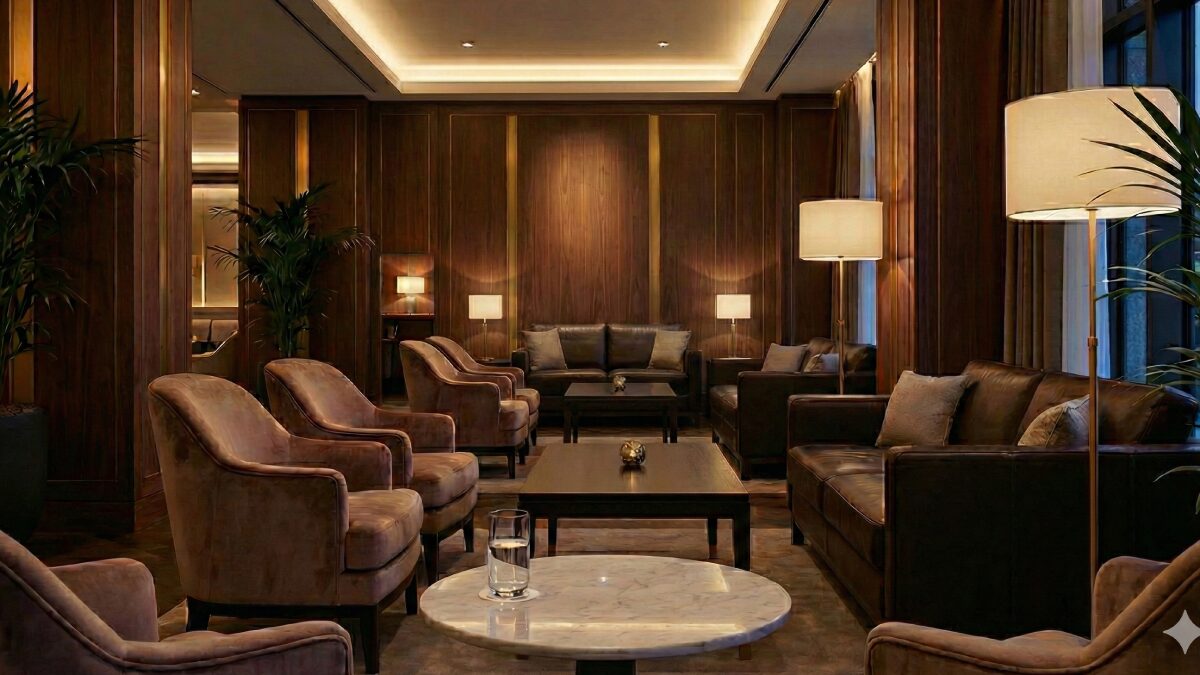 高級感のあるホテルの静かなラウンジ