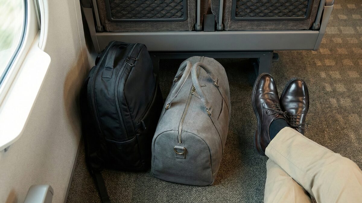 新幹線座席の足元スペース活用術