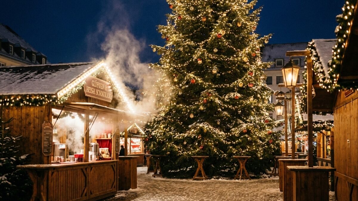 東京・横浜クリスマスマーケットの雰囲気（夜の屋台とイルミ）