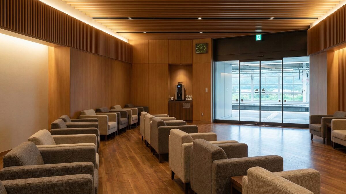 新幹線改札内にある待合室の入口付近