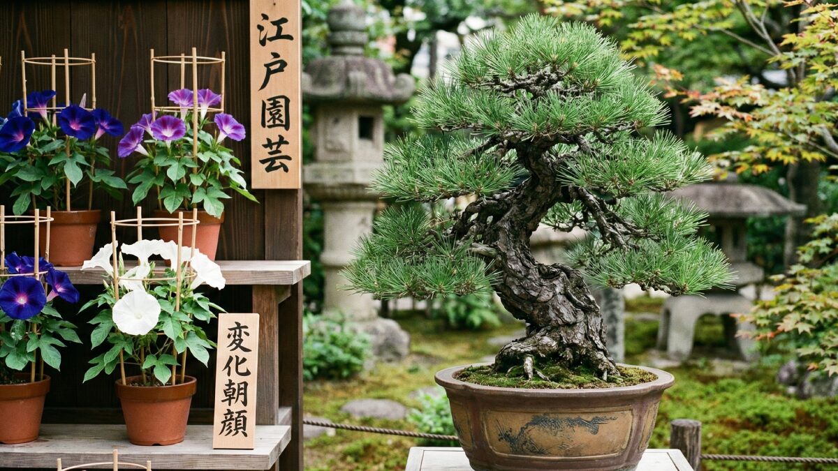 江戸園芸の展示イメージや盆栽