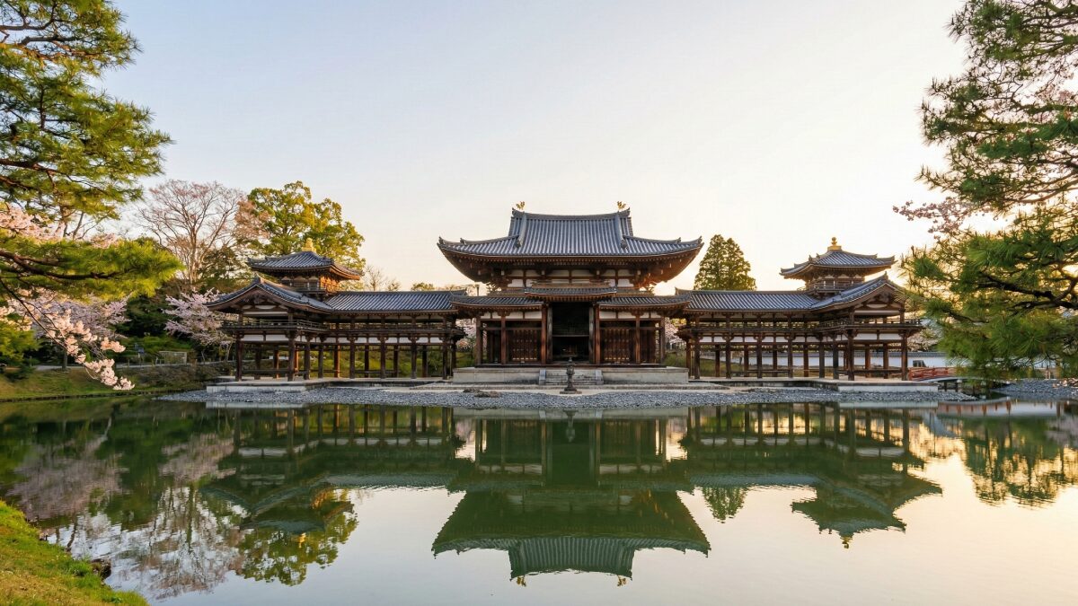 夕刻の光に映える平等院鳳凰堂