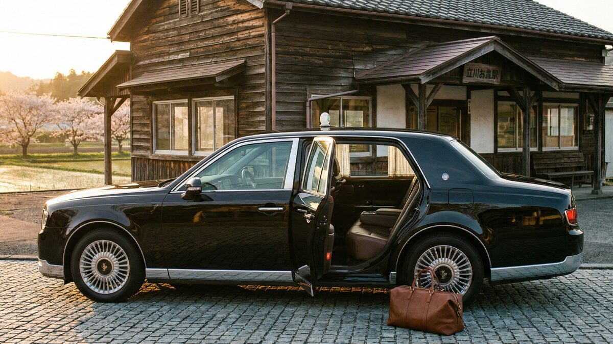 駅前で待機する安心の定額観光タクシー