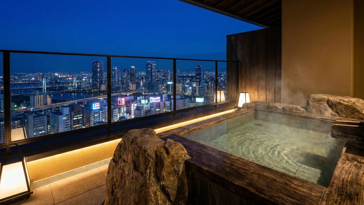 露天風呂付きの和モダン客室