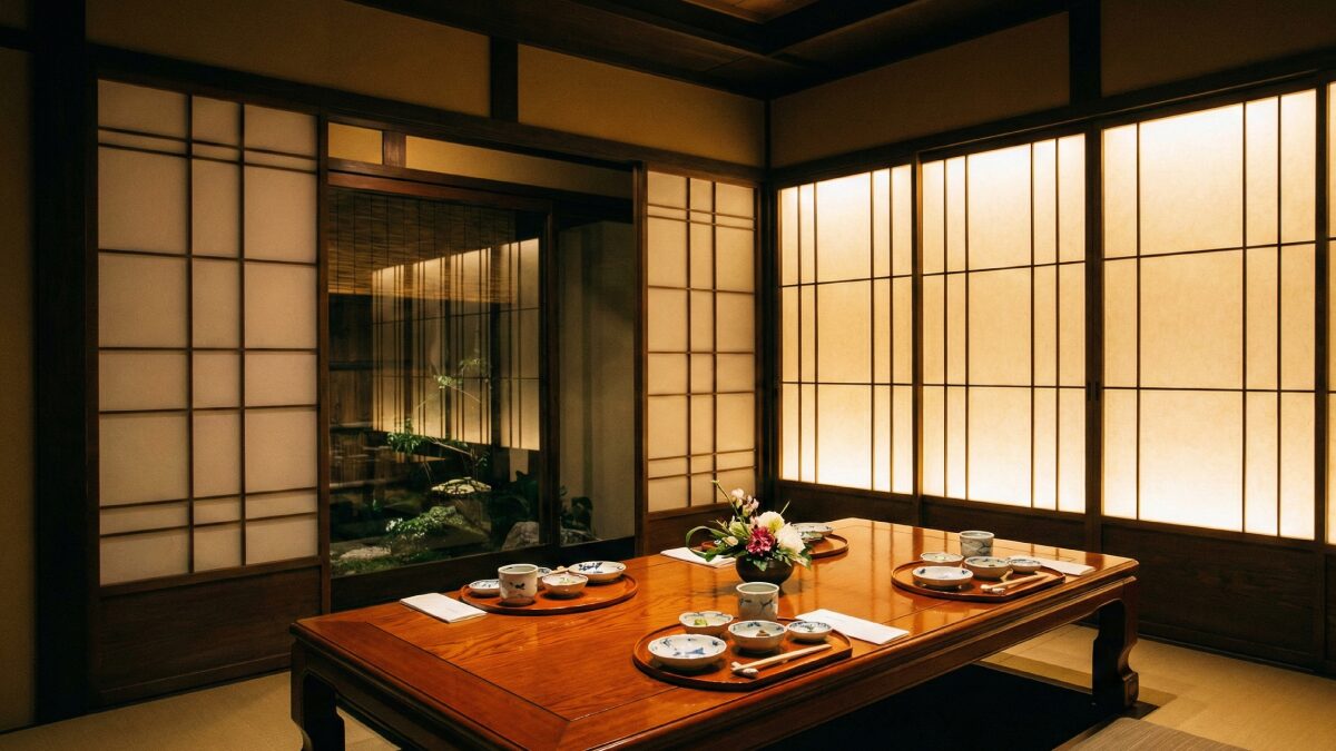 高級レストランの静かで落ち着いた個室