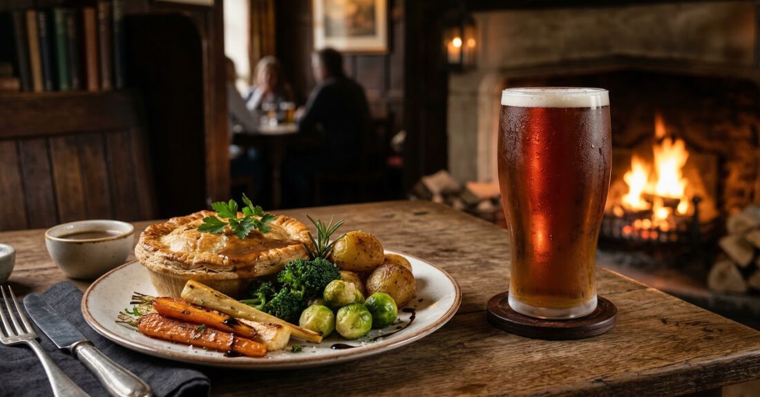 バックロットカフェでの落ち着いた食事風景