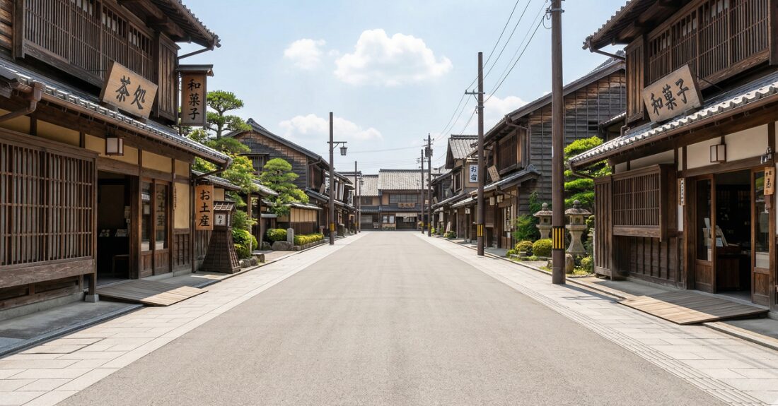 東映太秦映画村の平坦な道や快適な屋内のイメージ