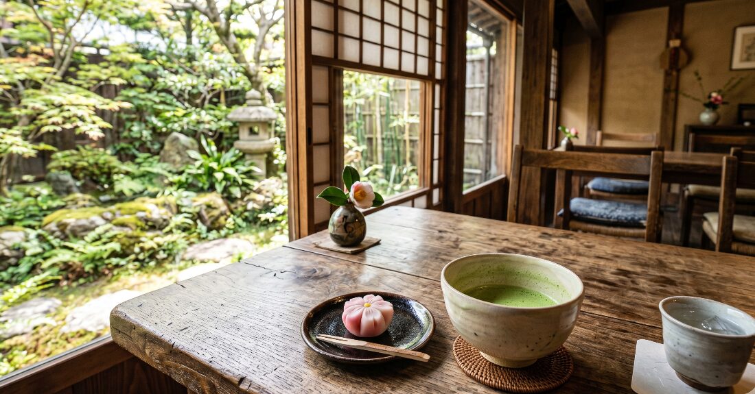 静かな古民家カフェで提供される上品な和スイーツ