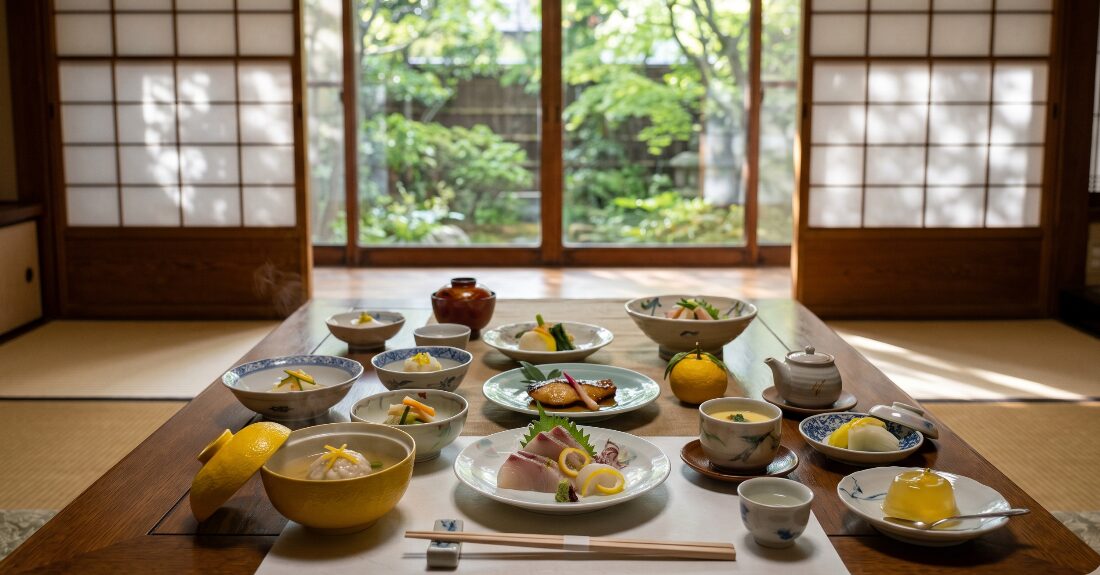 旅館とき川の個室で味わう繊細な柚子会席