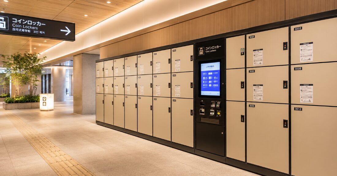 新幹線のホームやスマートロッカーのイメージ