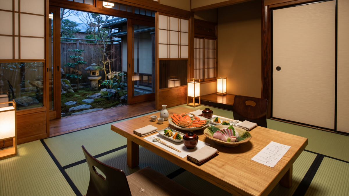 部屋食で楽しむカニ会席の料理